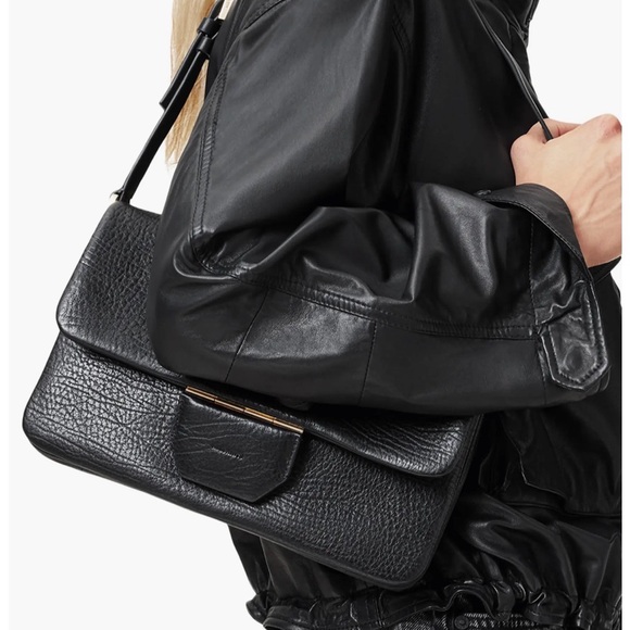 All Saints Ondine Black Leather Shoulder Bag Preppy Moto Classic Chic - Picture 10 of 10